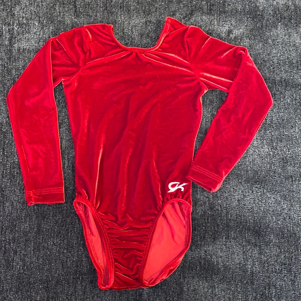 Red velvet long sleeve GL leotard